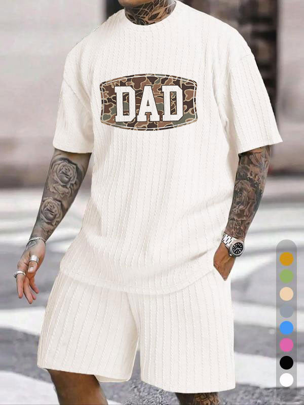 Camouflage DAD Letter Print Texture Large Size Holiday Suit