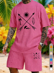 Surf Arrows Sun Print Texture Plus Size Vacation Suit