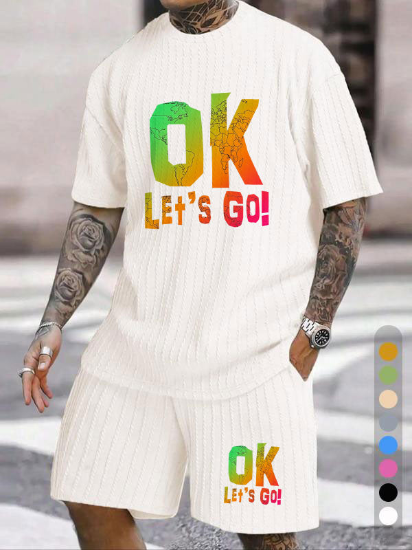 OK LET'S GO Gradient Map Print Texture Pattern Large Size Set