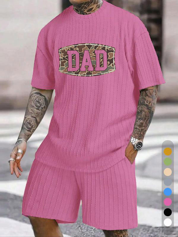 Camouflage DAD Letter Print Texture Large Size Holiday Suit