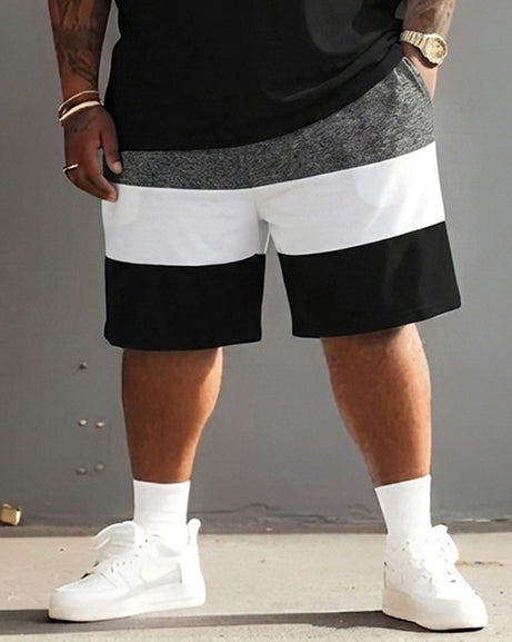 Big Guy's Polo Color Stripes T-Shirt and Shorts Set