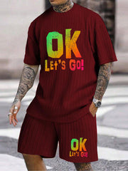 OK LET'S GO Gradient Map Print Texture Pattern Large Size Set