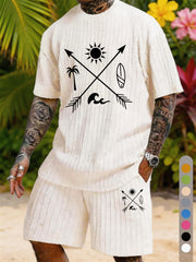 Surf Arrows Sun Print Texture Plus Size Vacation Suit