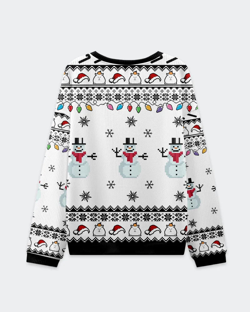 Big & Tall Men's Christmas Capybara Graffiti-Print Crewneck Ugly Sweater