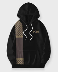 Big Men's Daily Casual Simple Plaid Patchwork Printed Hoodie Set