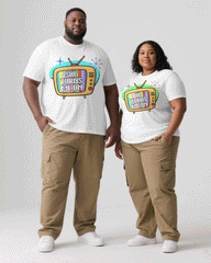 Big & Tall Men's White & Khaki Funny Printed Men's And Women's Crewneck Short Sleeve T-Shirts & Covers Pants Couple's Suit