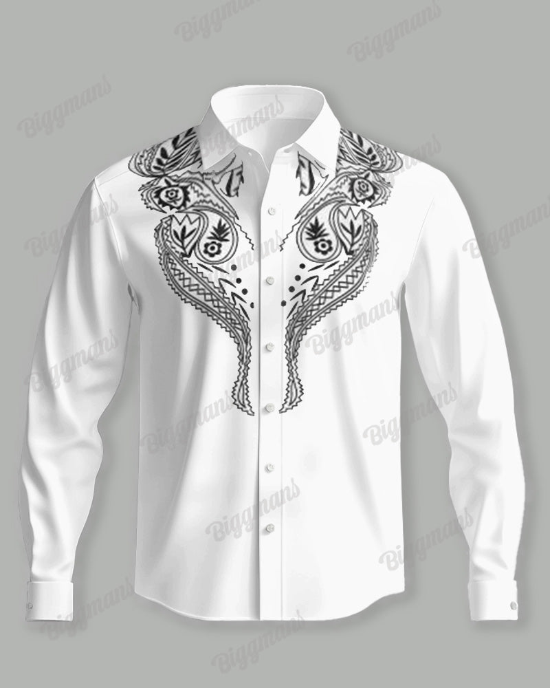 Men's Big and Tall Western Cowboy Long Sleeve Shirt