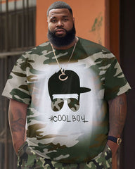 Street Casual Camouflage Letter Print Big Men's Set