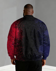 Big & Tall Men's Star Splash Ink Gradient Print Zip Long Sleeve Jacket