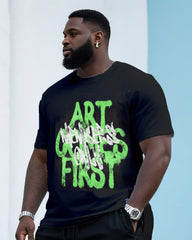 Big & Tall Men's Creative Graffiti Crewneck T-Shirt Shorts Suit