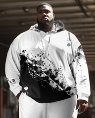 Men's Plus Size Casual Daily Splash A Long Sleeve Hoodie Set