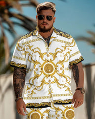 Men's Plus Size Daily Casual Baroque Art Painting Print Shirt Shorts Suit