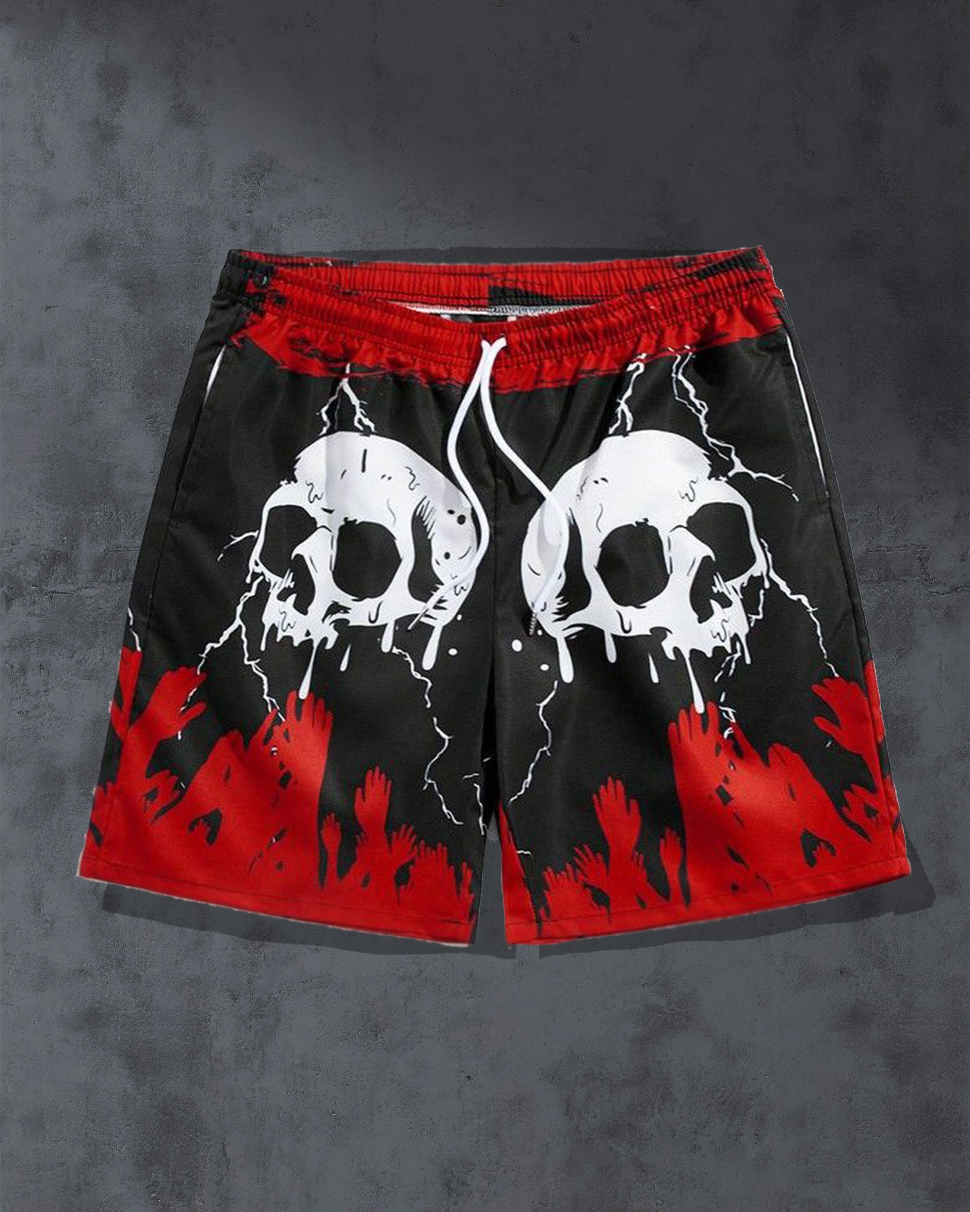 Plus Size Men's Color-contrast Gradient Skull Summer Shorts