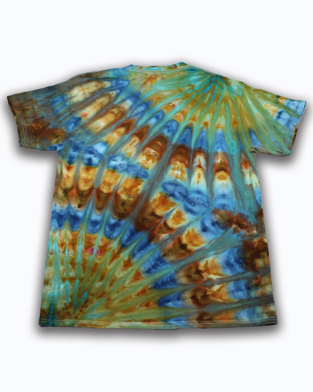 Men's Plus Size Tie-Dye Basal Nebula Double Scalloped Folding Round Neck T-Shirt Shorts Suit