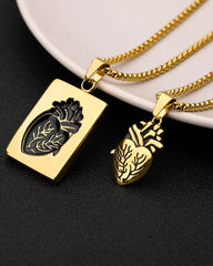 Heart Shape Bead Chain Rock Style Couple Necklace