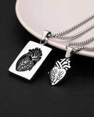 Heart Shape Bead Chain Rock Style Couple Necklace