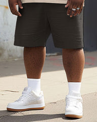 Casual Trendy Color Block Tee Shirt & Shorts Set for Big & Tall Men
