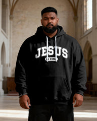 Big & Tall Men's JESUS IS KING College Letter Print Hoodie