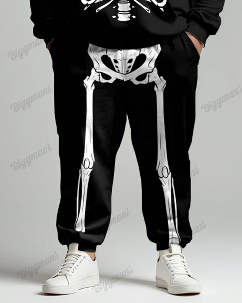 Simple Skull Skeleton Print Men's Big & Tall Hoodie Set