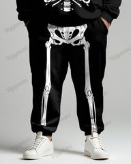 Simple Skull Skeleton Print Men's Big & Tall Hoodie Set