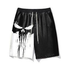 Men's Skull Color Block Plus Size Shorts