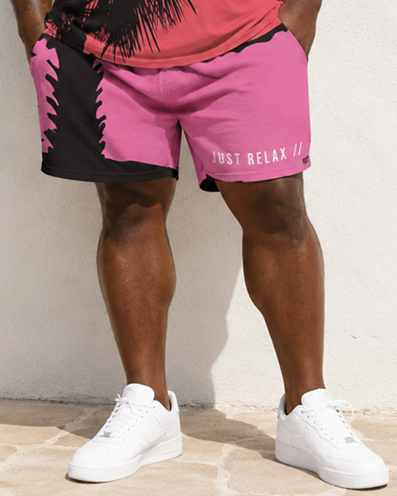 Big & Tall Men's Coconut PARADISE Letter Print Tank Top Shorts Set
