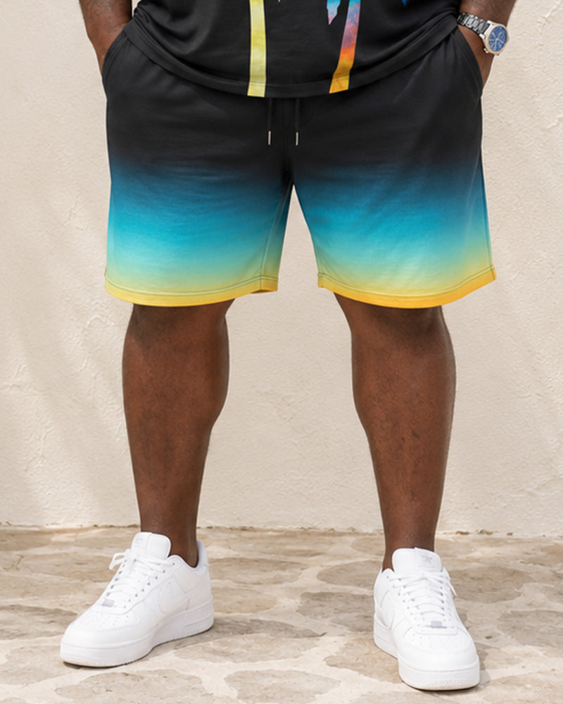 Big & Tall Men's Black Coconut Print Vest Shorts Set