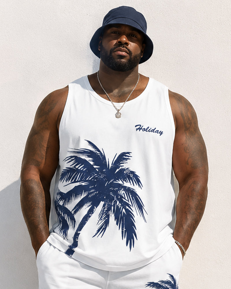 Big & Tall Men's Coconut Holiday Print Tank Top Shorts Set