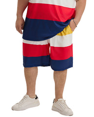 Big Guy's Polo Color Stripes T-Shirt Shorts Set