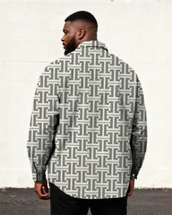 Big & Tall Men's Business Style Geometric Print Long Sleeve Shirt