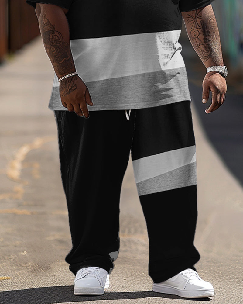 Men's Big and Tall Simple Color Block Print Set