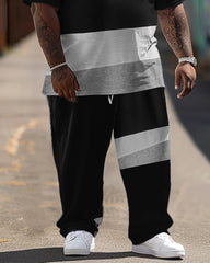 Men's Big and Tall Simple Color Block Print Set