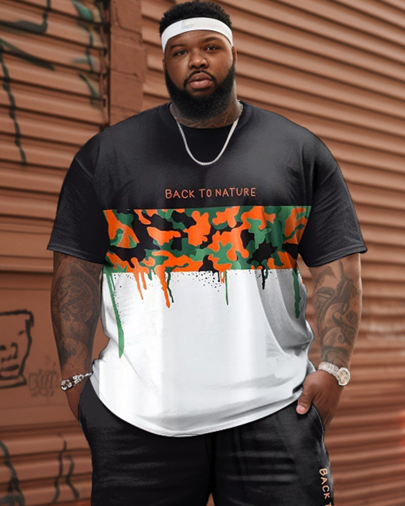 Street Casual Patchwork Camouflage Print Large Men's Suit