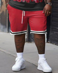 Casual Big & Tall Men's T-shirt & Shorts 2-Piece Set with Basketball Print