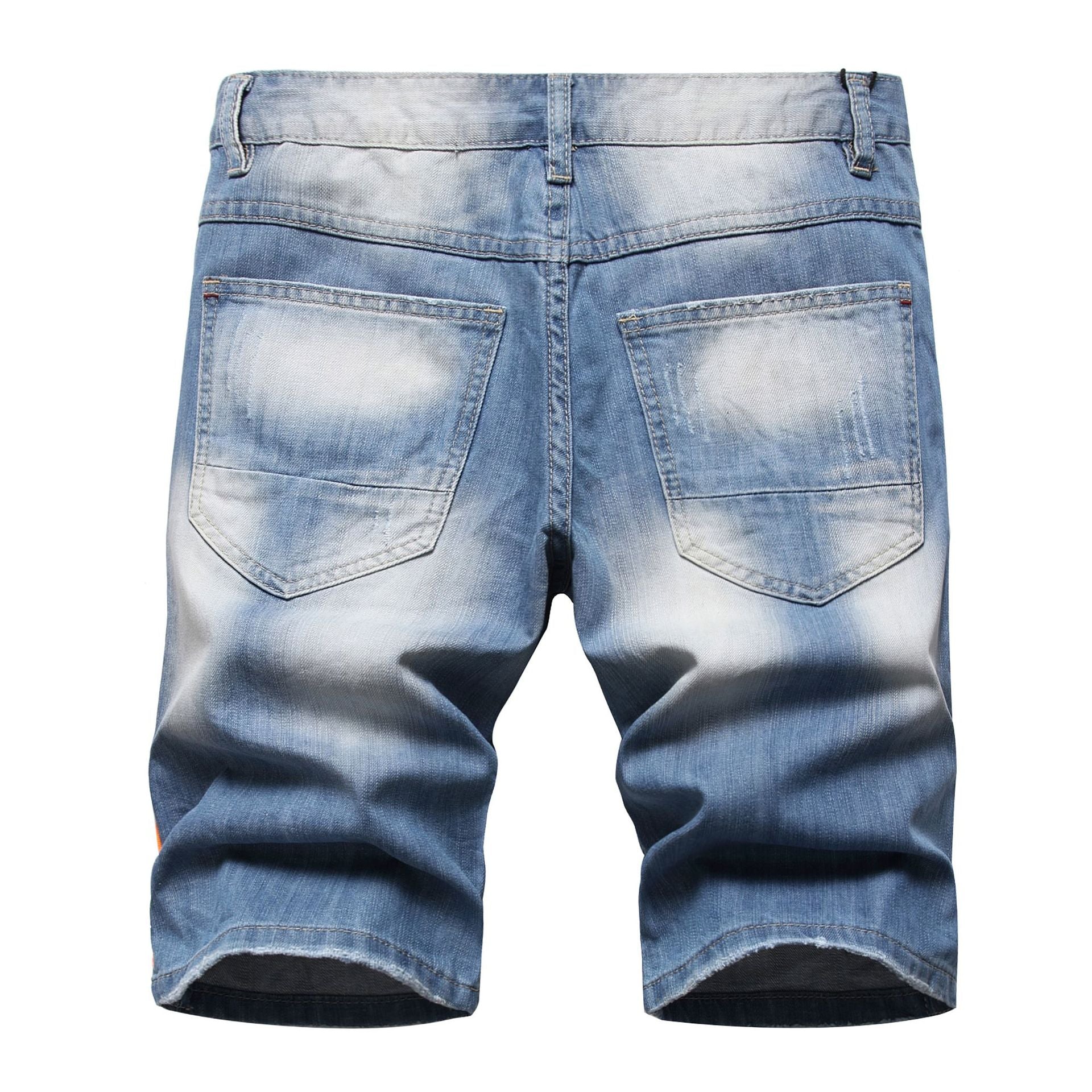 Men's Big & Tall Hole Feature Fashion Trendy Colorful Ink Street Shooting Jeans