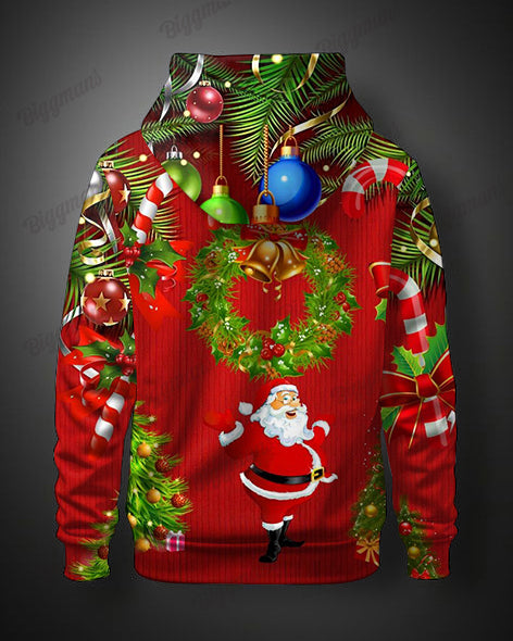 Big Men's Christmas Decor Print Hoodie Sweatpants Set of Two