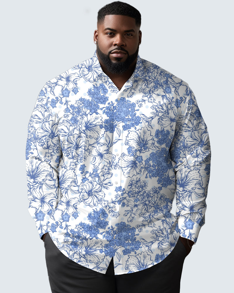 All-match Mystery Garden Long-sleeved Lapel Shirt Men's Big and Tall
