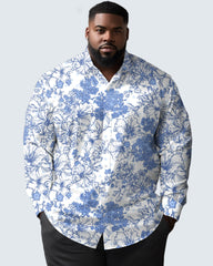 All-match Mystery Garden Long-sleeved Lapel Shirt Men's Big and Tall