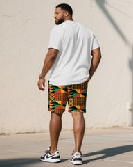 Men's Plus Size June Day Rise & Peace Print Short Sleeve T-Shirt Shorts Suit