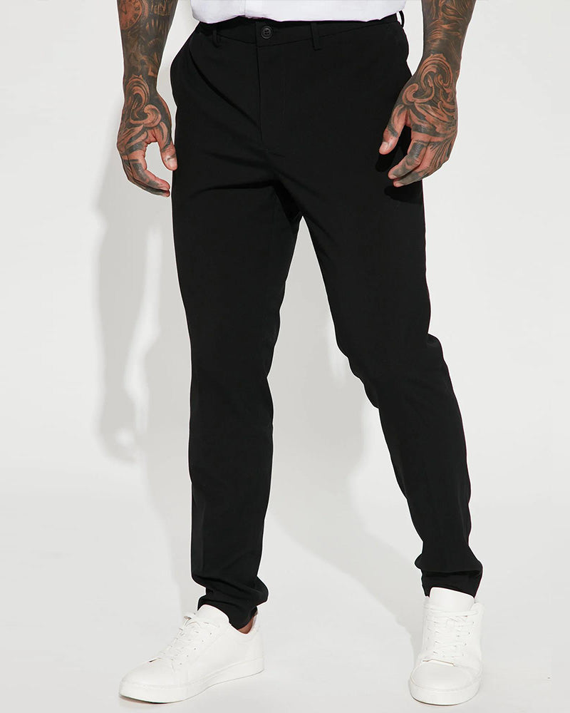 Big & Tall Men's Daily Business Solid Color Trousers