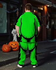 Big & Tall Men's Halloween Green Graffiti Monster Cosplay Printed T-Shirt Trousers Suit