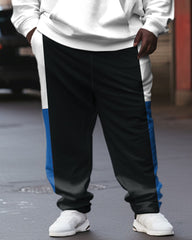 Men's Street Fashion Colorblock Lion Alphabet Print Plus Size Hoodie Suit