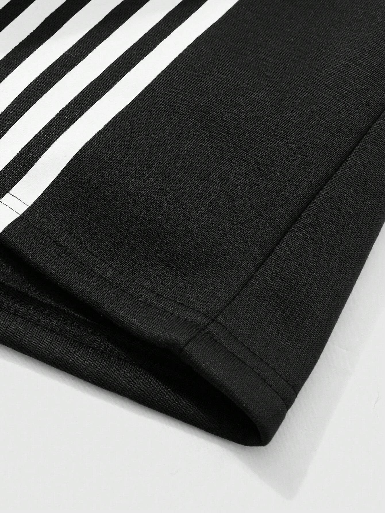 Big Man's Motorcycle Style/nightclub Striped Color Block Printed Short Sleeve Shirt Trousers Suit