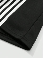 Big Man's Motorcycle Style/nightclub Striped Color Block Printed Short Sleeve Shirt Trousers Suit