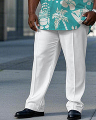 Hawaiian Player Coconut Pattern Short Sleeve Shirt Trousers Suit Men's Plus Size
