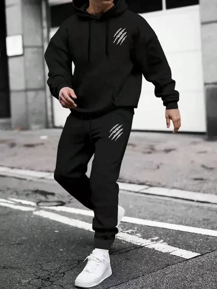 Men's sports pants and hoodie 2-piece set,  unique Wolf claw set