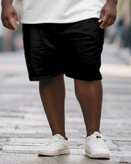 Men's Plus Size Switch Button Hip Hop Printed Short Sleeve T-shirt Shorts Suit
