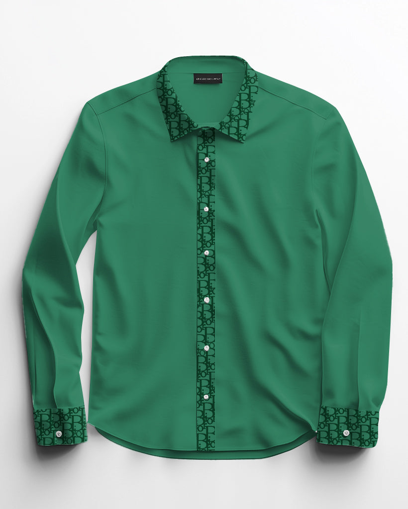 100% Cotton Featured Patchwork Lapel Long Sleeve Shirt Big Guys