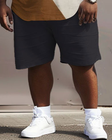 Street Casual Irregular Color-block Printed Large Men's Set