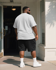 Big & Tall Men's Independence Day Panda Salute Printed Round Neck Short Sleeve T-Shirt Shorts Suit